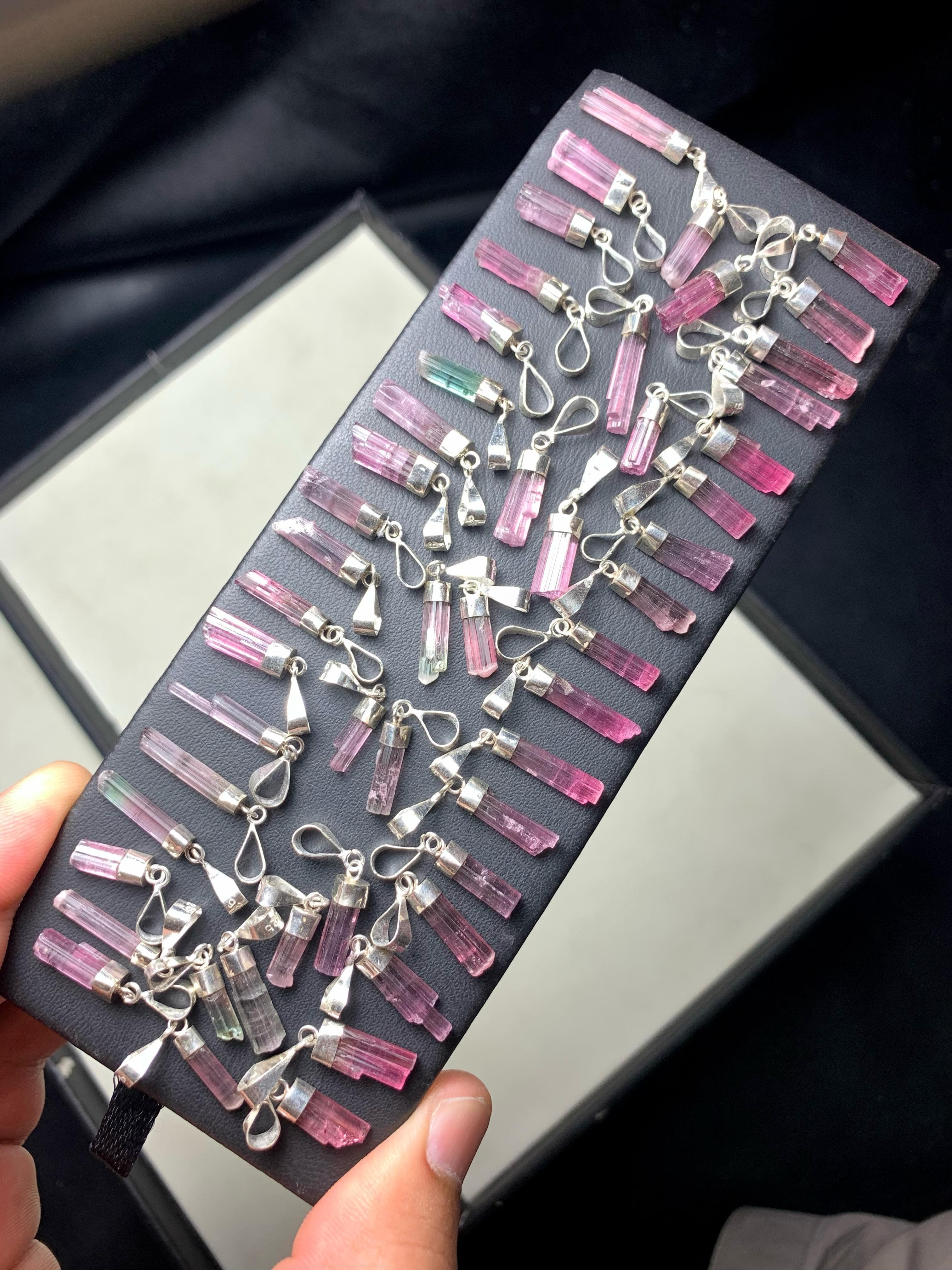 Pink Raw Tourmaline Crystal Healing Pendants Bulk Deal