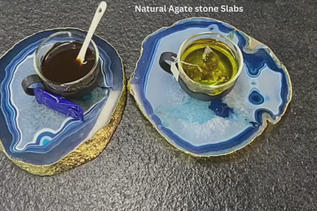 Blue Agate Stone Slab Coaster Craft