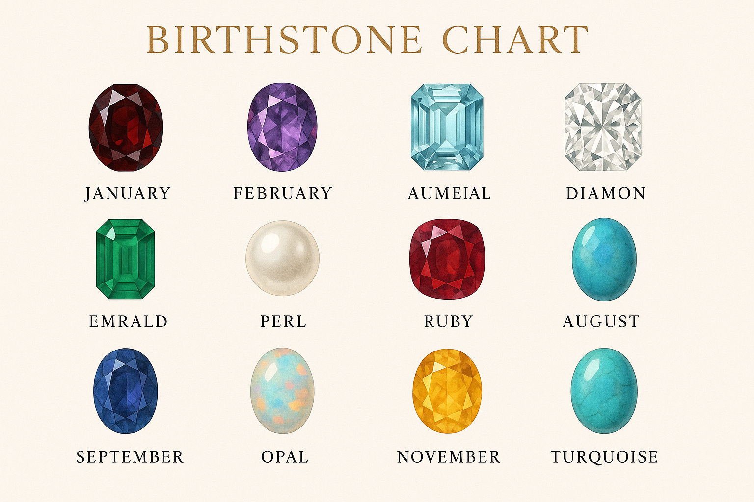 Complete Birthstone Chart by Month | 2025 Birthstone Guide – Folkmarket