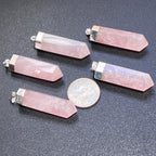 Pink Rose Quartz Crystal Point Pendant | Silver Plated Faceted Gemstone Necklace