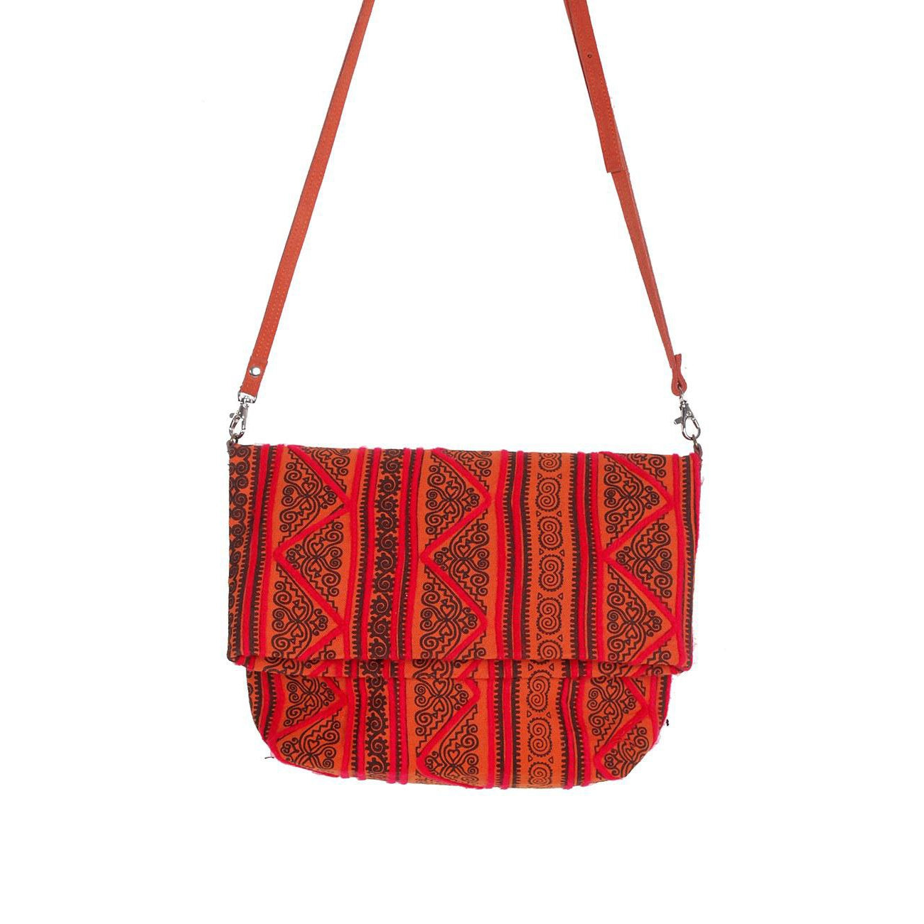 Handmade Boho Crossbody Bag – Hmong Yarn Sling Bag with Inside Pockets