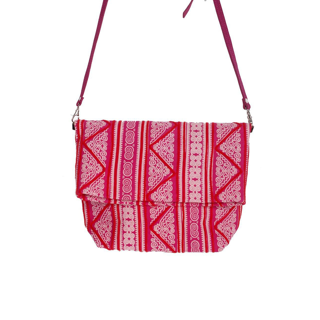 Handmade Boho Crossbody Bag – Hmong Yarn Sling Bag with Inside Pockets