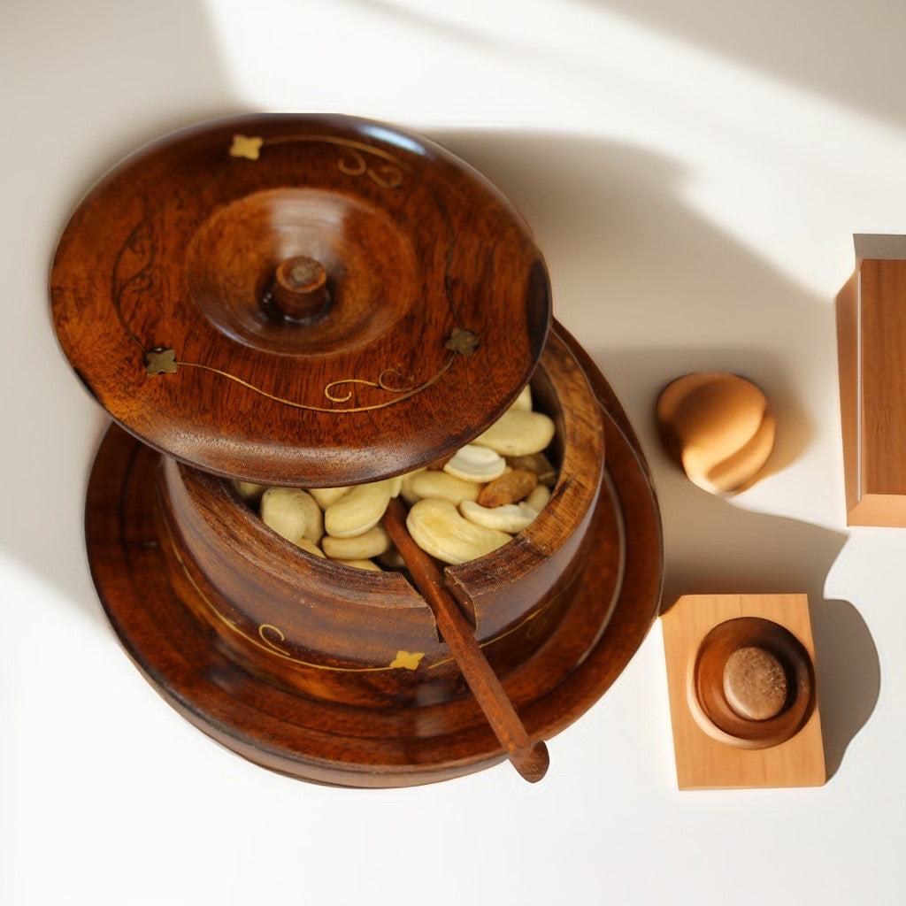 Buy handmade wooden spice container for kitchen 