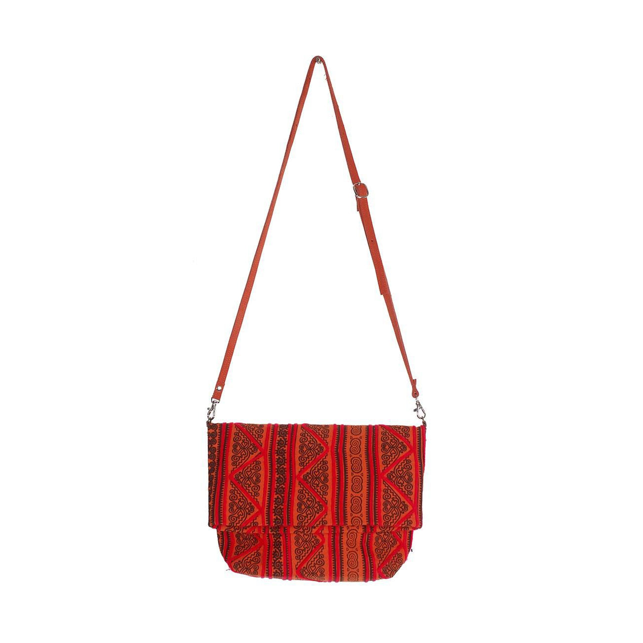 Handmade Boho Crossbody Bag – Hmong Yarn Sling Bag with Inside Pockets