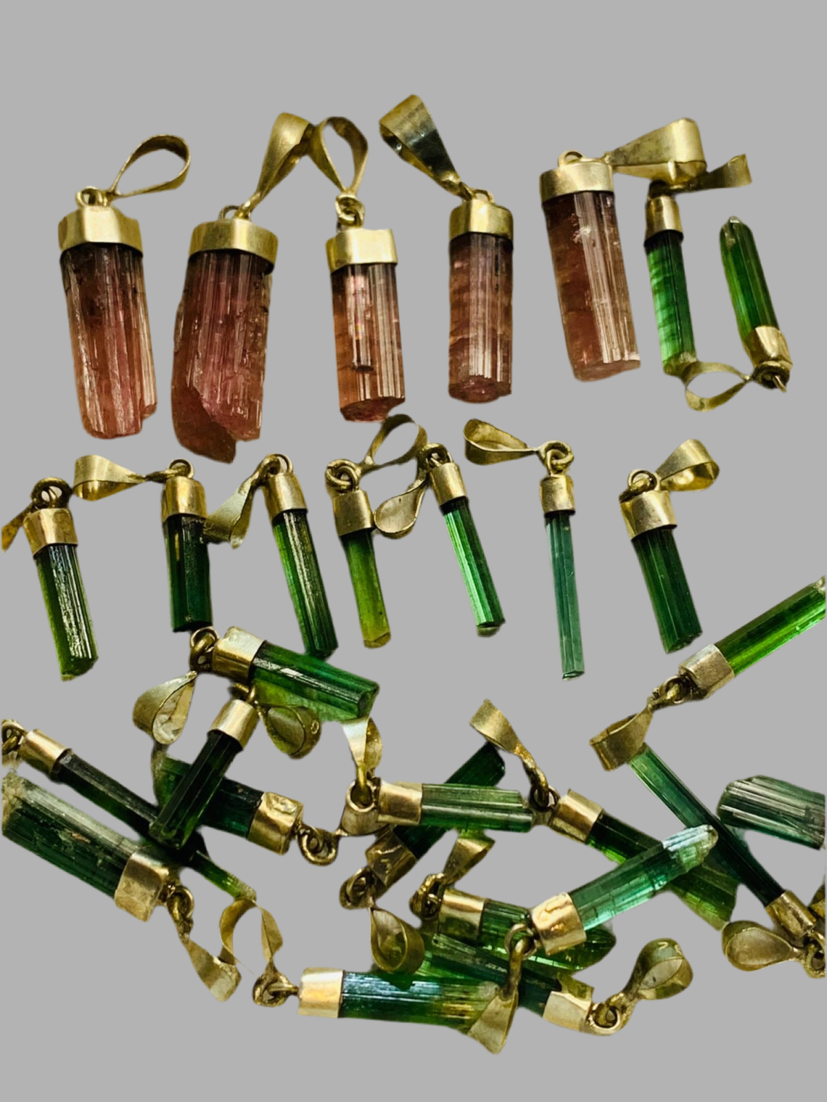 10 Tourmaline Crystal Pendants