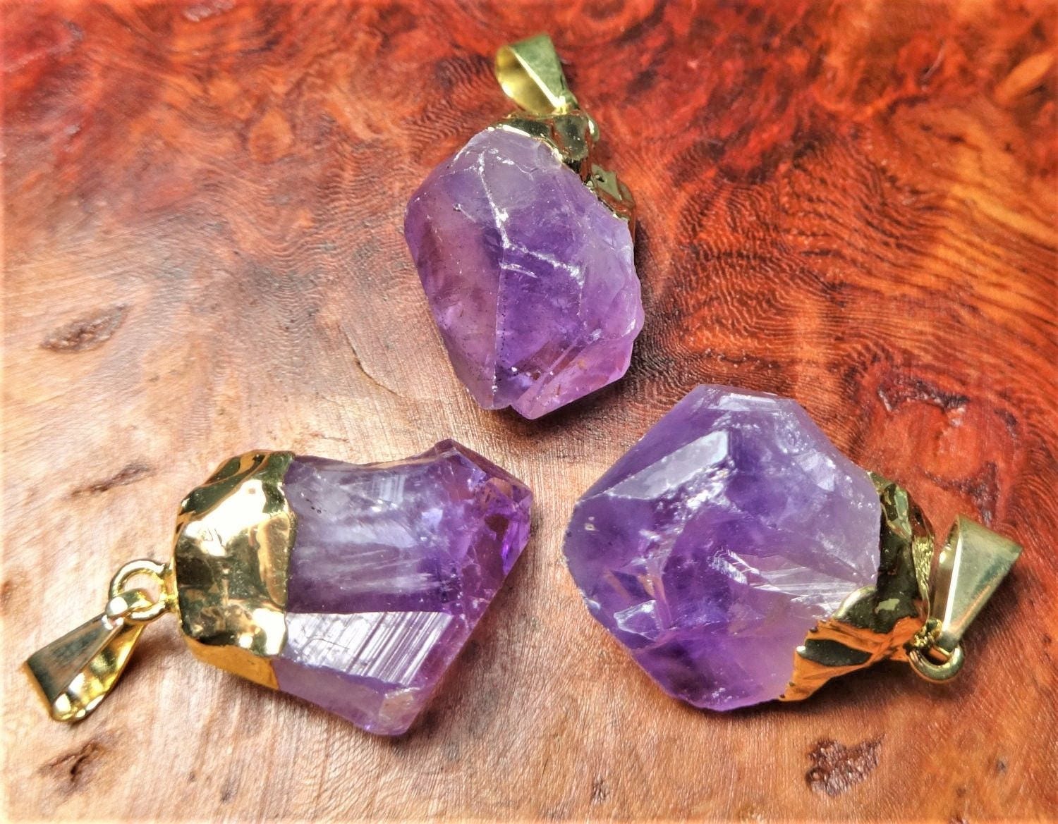 Raw Amethyst Crystal Point Pendant – Gold Plated Gemstone Necklace Supply