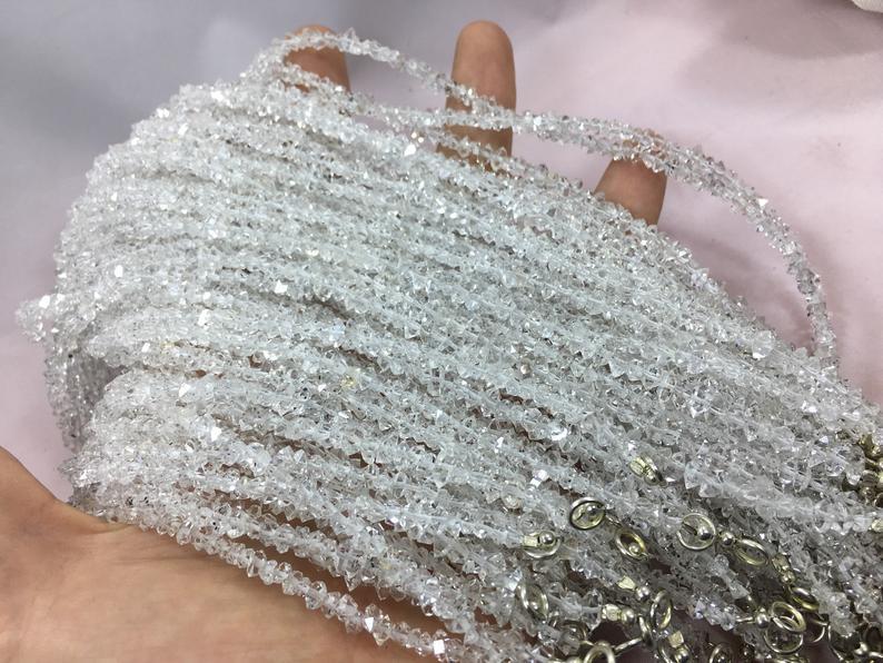 Natural Raw Diamond Quartz String for Necklace