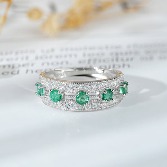 Natural Emerald Ring Silver Sterling | May Birthstone