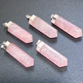 Pink Rose Quartz Crystal Point Pendant | Silver Plated Faceted Gemstone Necklace