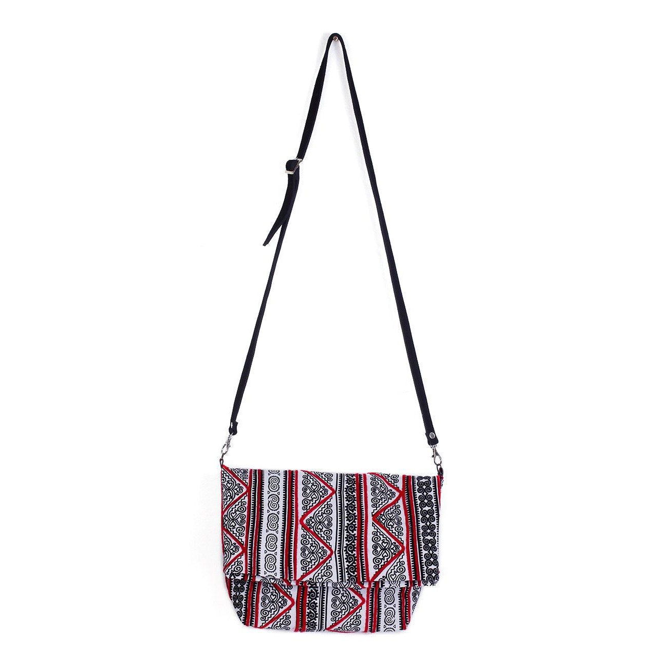 Handmade Boho Crossbody Bag – Hmong Yarn Sling Bag with Inside Pockets
