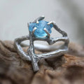 Handmade Raw Sapphire Antique Silver Ring