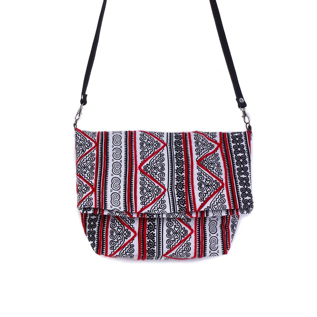 Handmade Boho Crossbody Bag – Hmong Yarn Sling Bag with Inside Pockets