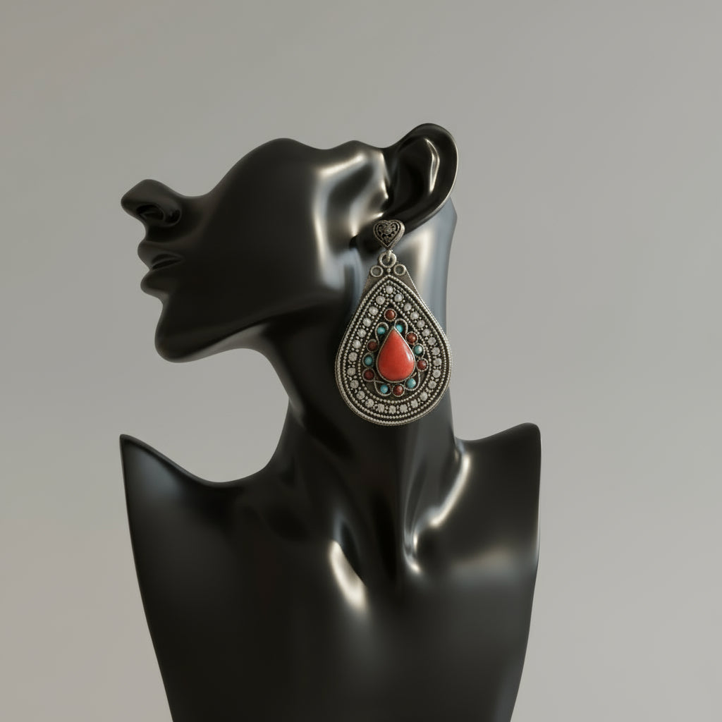 Afghan colorful stone earring
