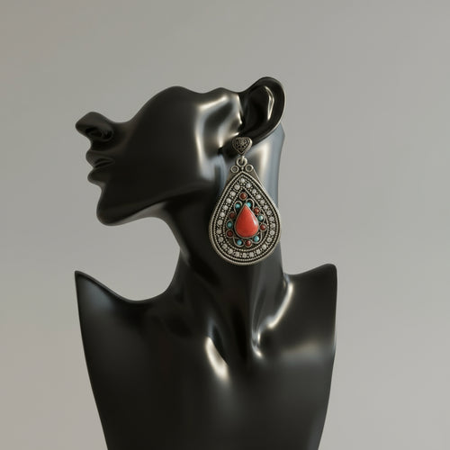 Afghan colorful stone earring
