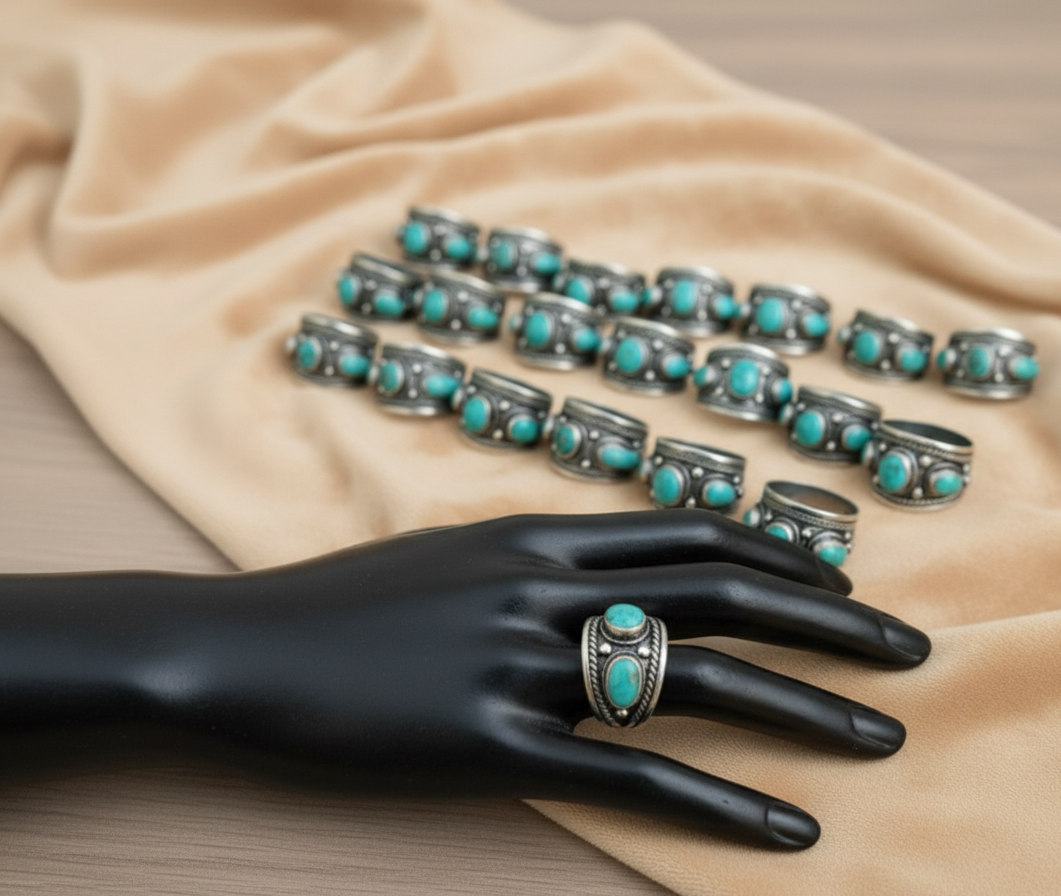 Afghan traditional silver ring design
