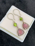 Peridot and Watermelon Tourmaline Silver Dangles