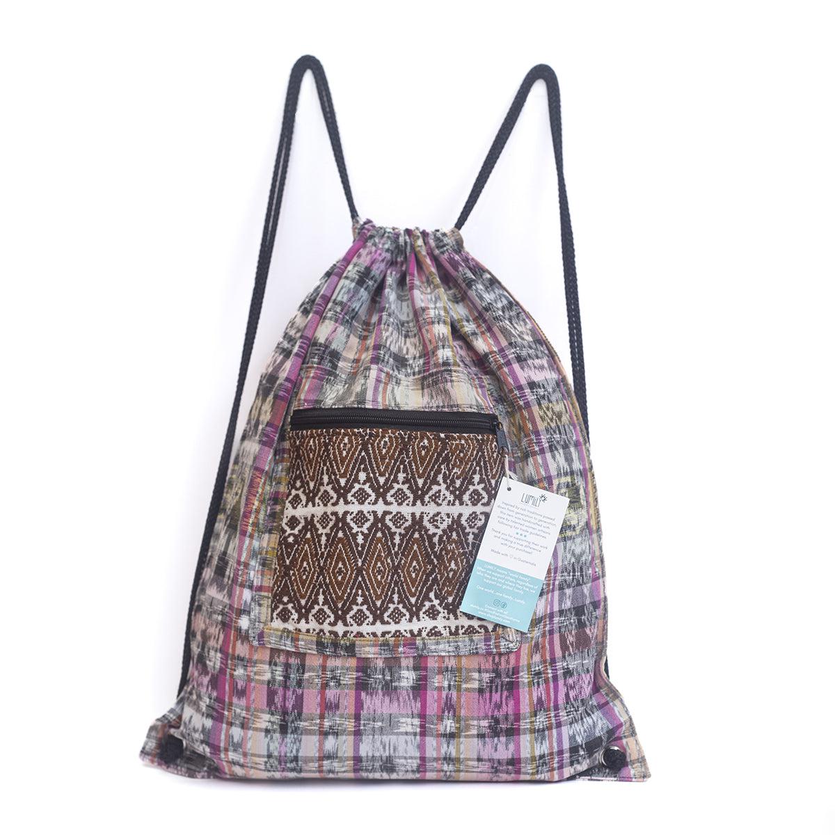 Upcycled Guatemalan Corte Backpack – Handmade Mayan Textile Bag