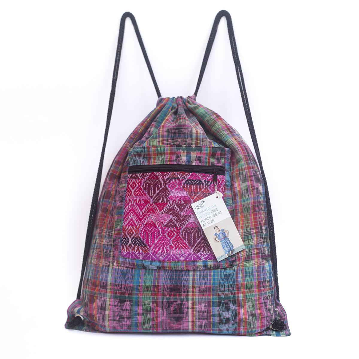 Upcycled Guatemalan Corte Backpack – Handmade Mayan Textile Bag