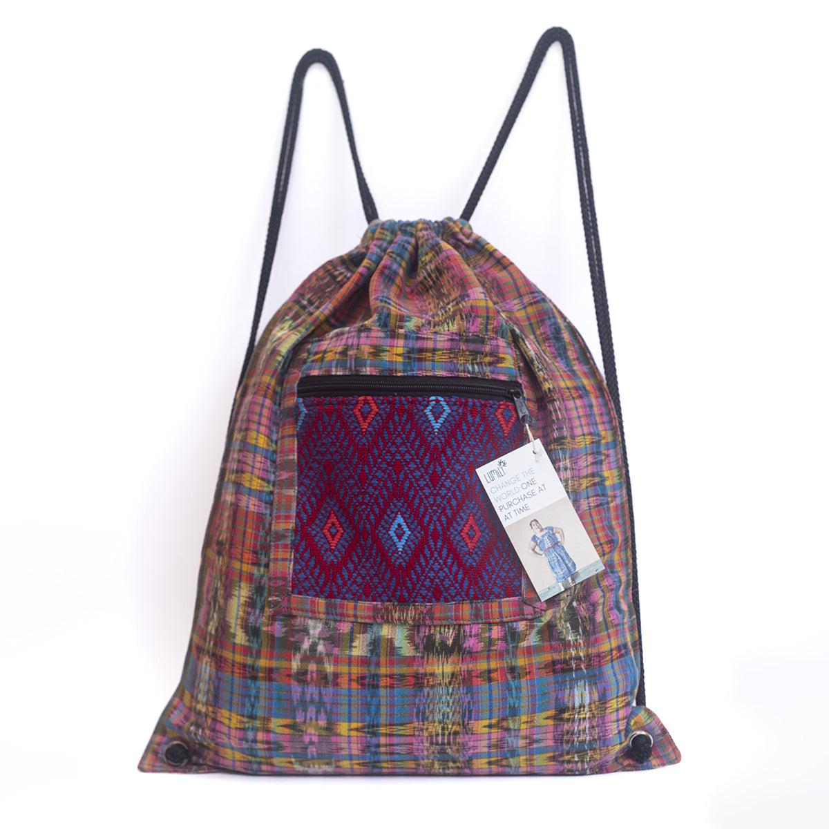 Upcycled Guatemalan Corte Backpack – Handmade Mayan Textile Bag
