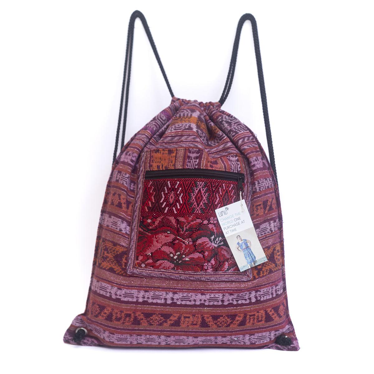 Upcycled Guatemalan Corte Backpack – Handmade Mayan Textile Bag