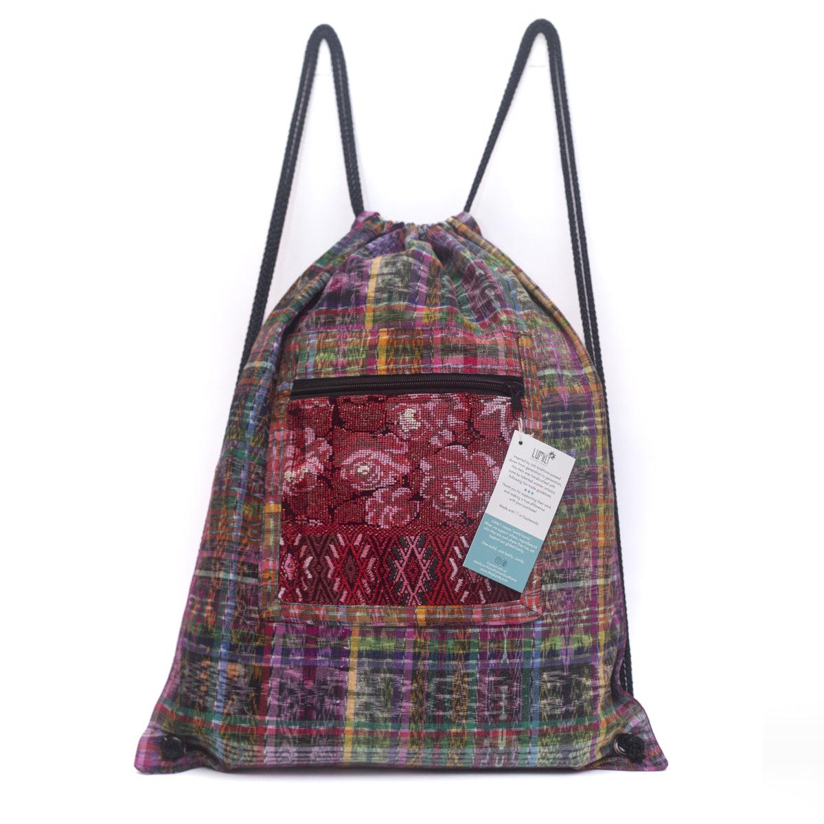 Upcycled Guatemalan Corte Backpack – Handmade Mayan Textile Bag