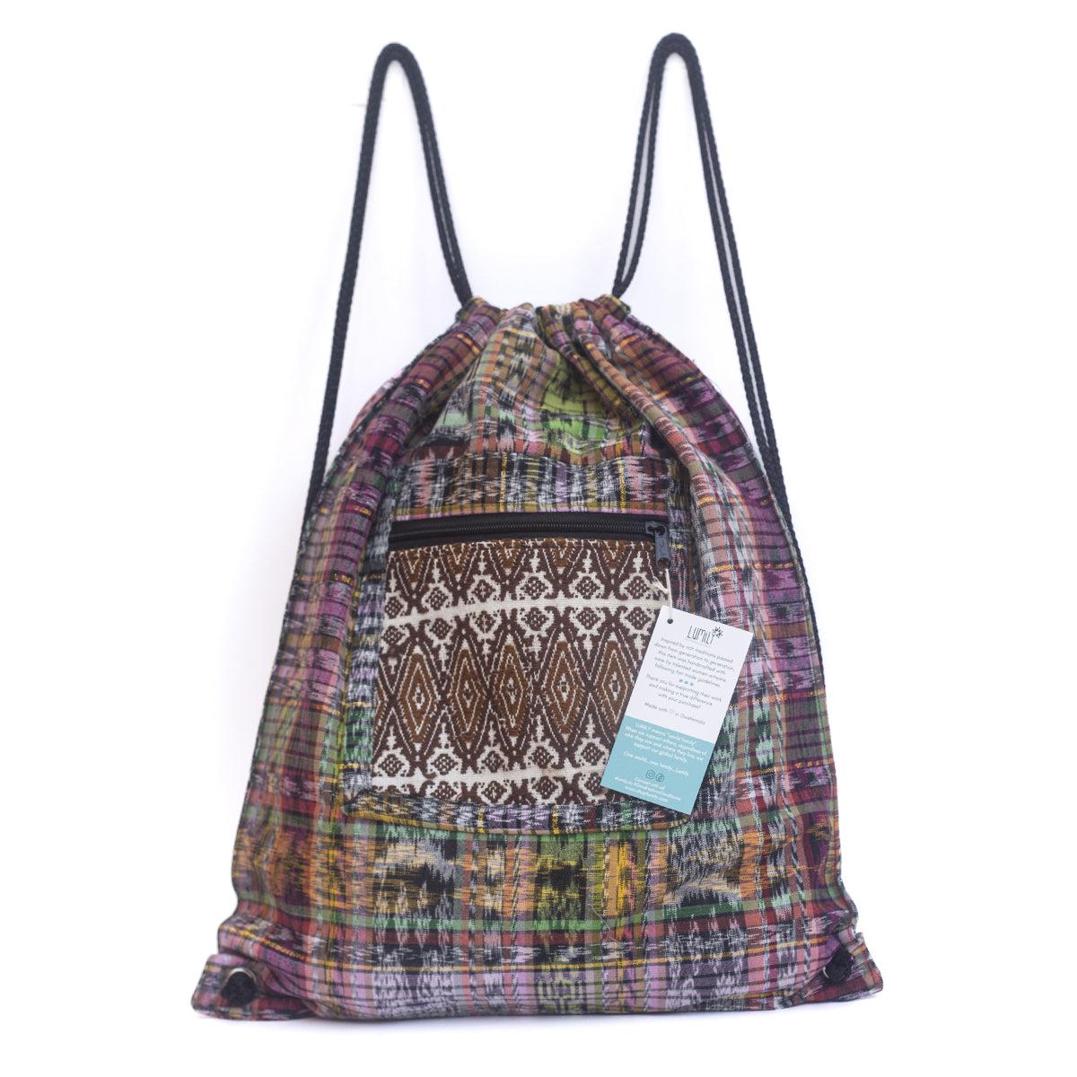 Upcycled Guatemalan Corte Backpack – Handmade Mayan Textile Bag