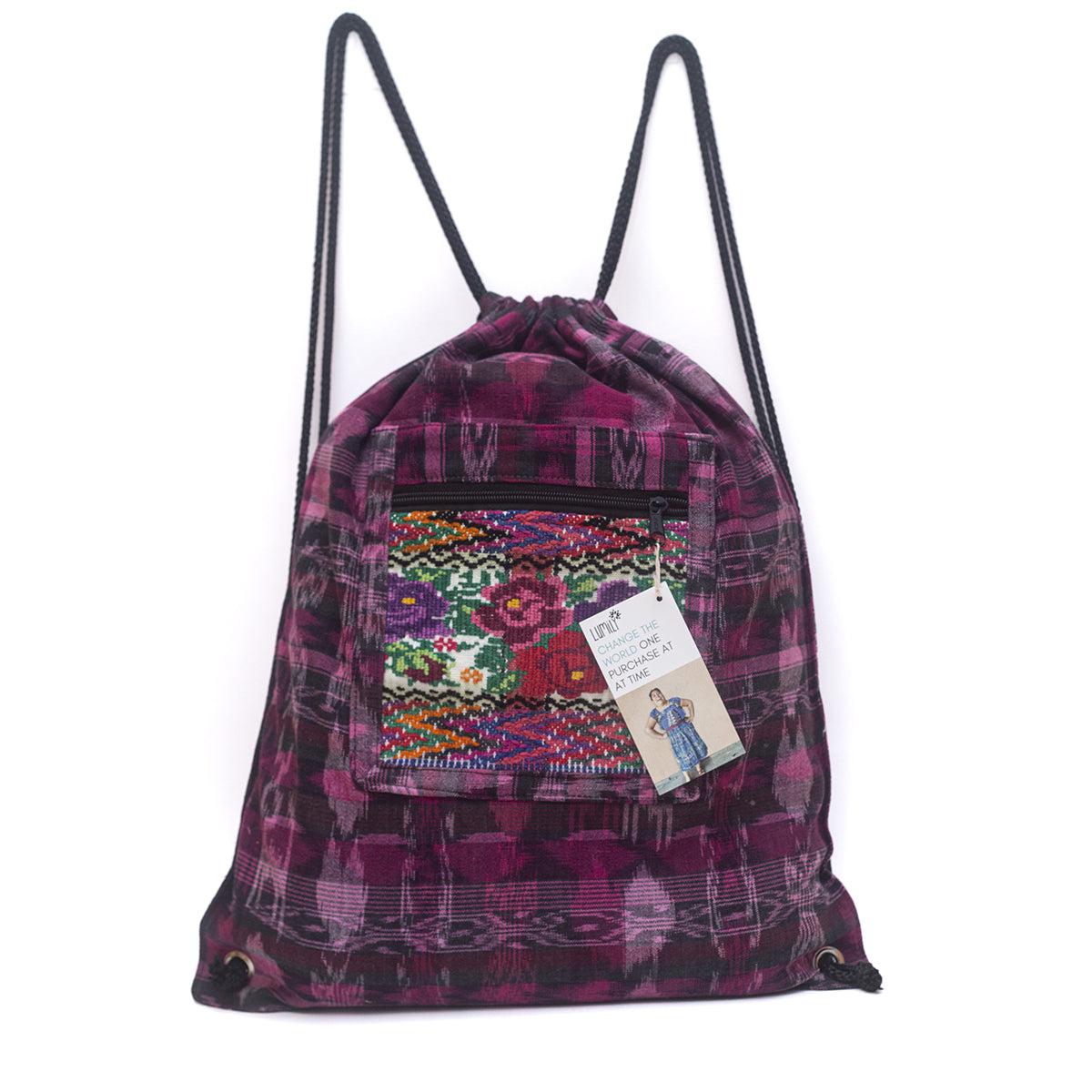 Upcycled Guatemalan Corte Backpack – Handmade Mayan Textile Bag