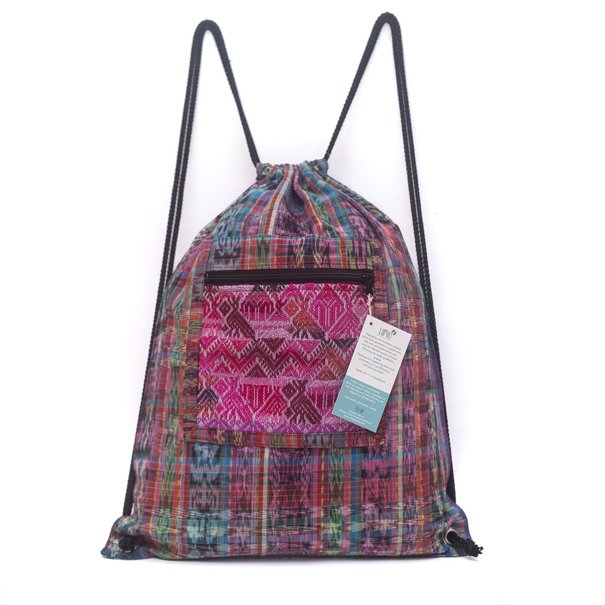 Upcycled Guatemalan Corte Backpack – Handmade Mayan Textile Bag