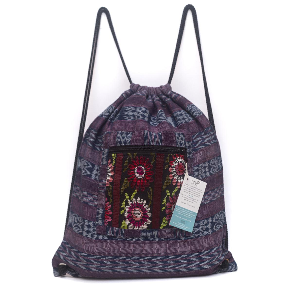 Upcycled Guatemalan Corte Backpack – Handmade Mayan Textile Bag