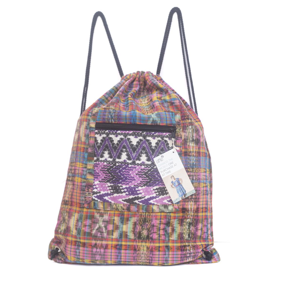 Upcycled Guatemalan Corte Backpack – Handmade Mayan Textile Bag