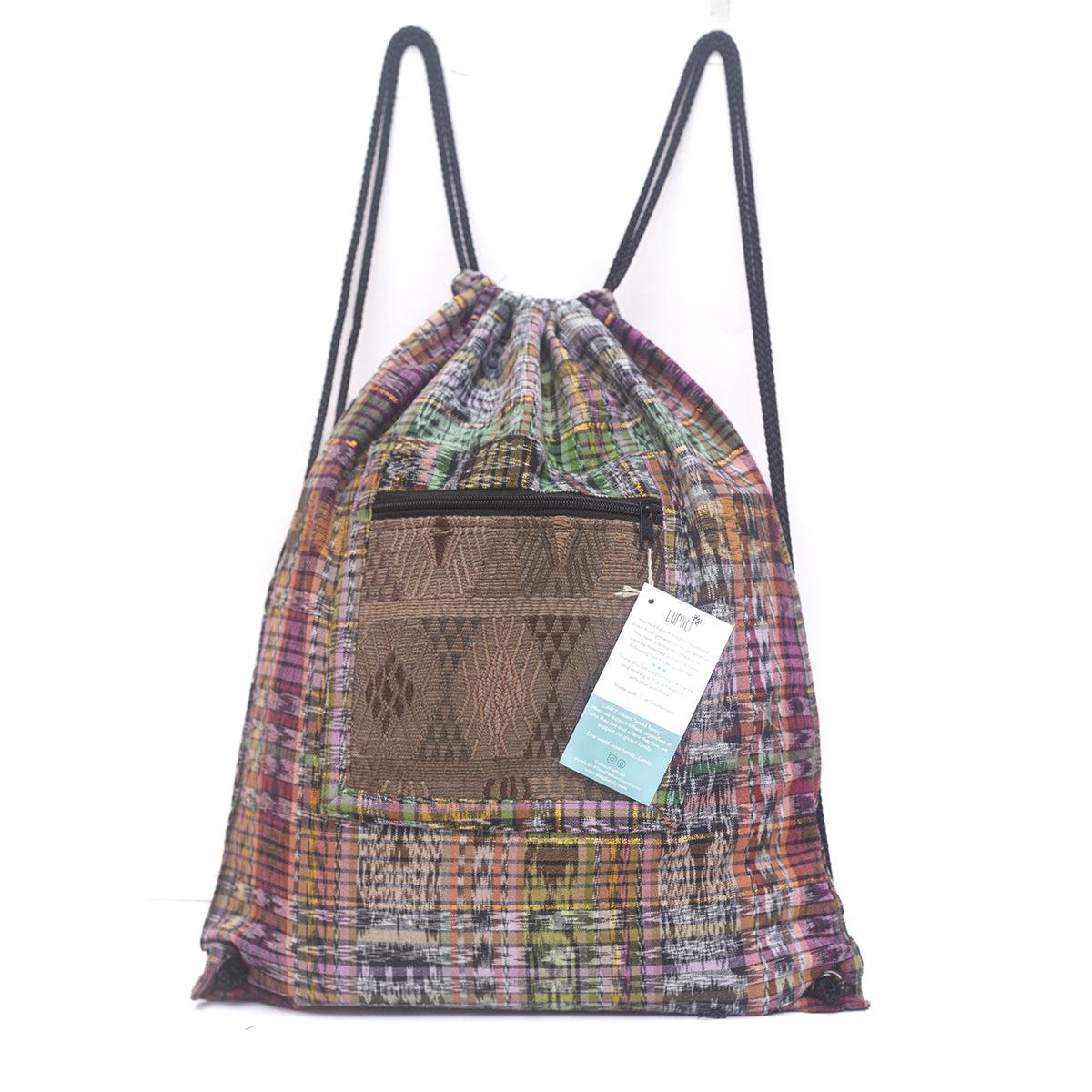 Upcycled Guatemalan Corte Backpack – Handmade Mayan Textile Bag