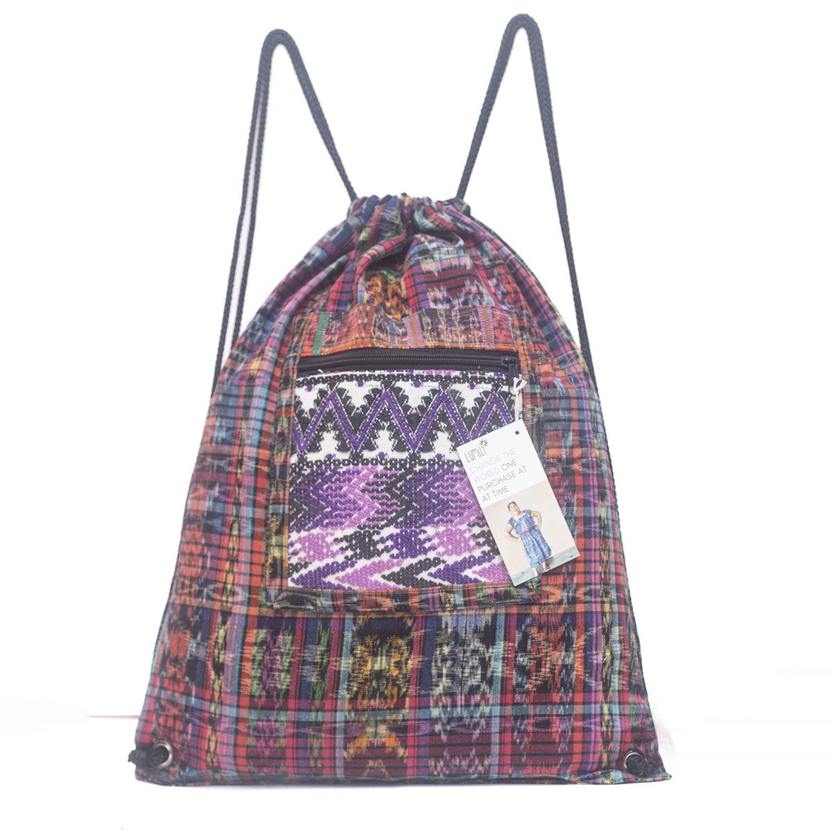 Upcycled Guatemalan Corte Backpack – Handmade Mayan Textile Bag