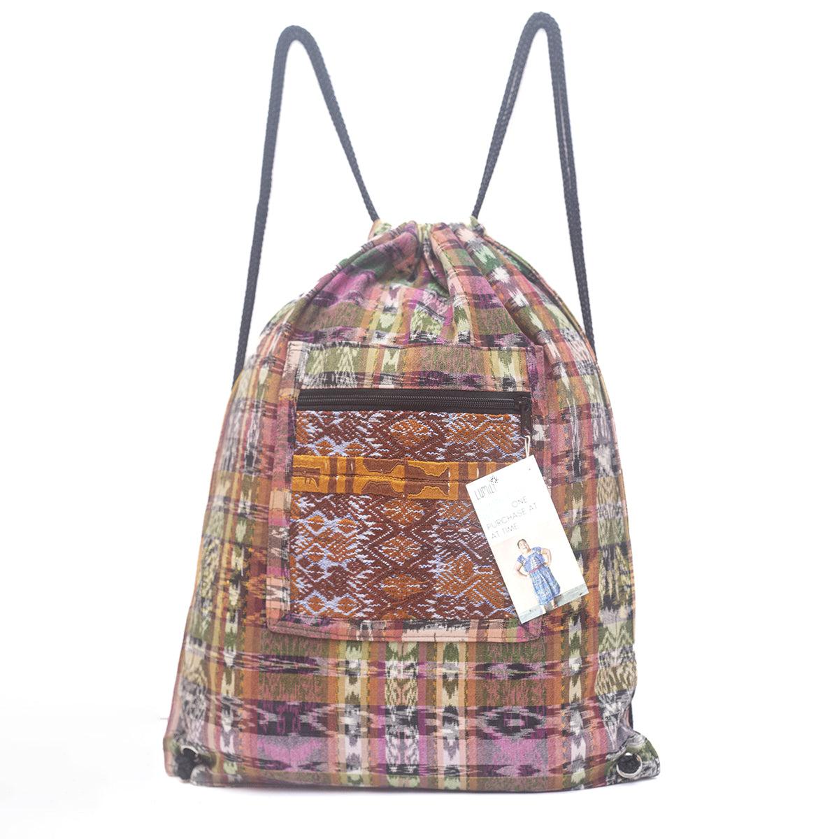 Upcycled Guatemalan Corte Backpack – Handmade Mayan Textile Bag