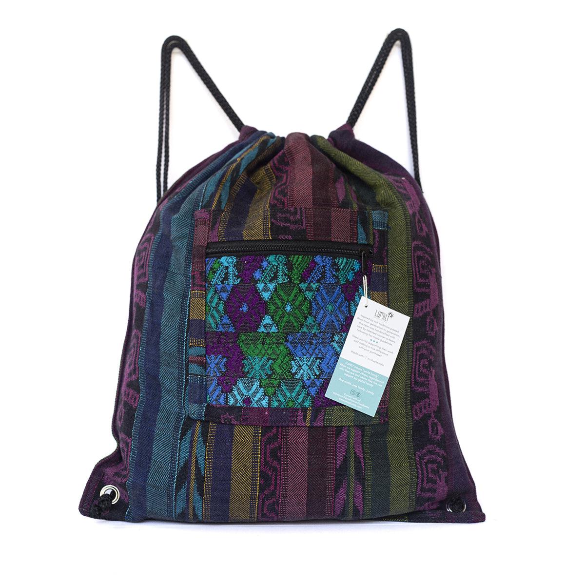 Upcycled Guatemalan Corte Backpack – Handmade Mayan Textile Bag