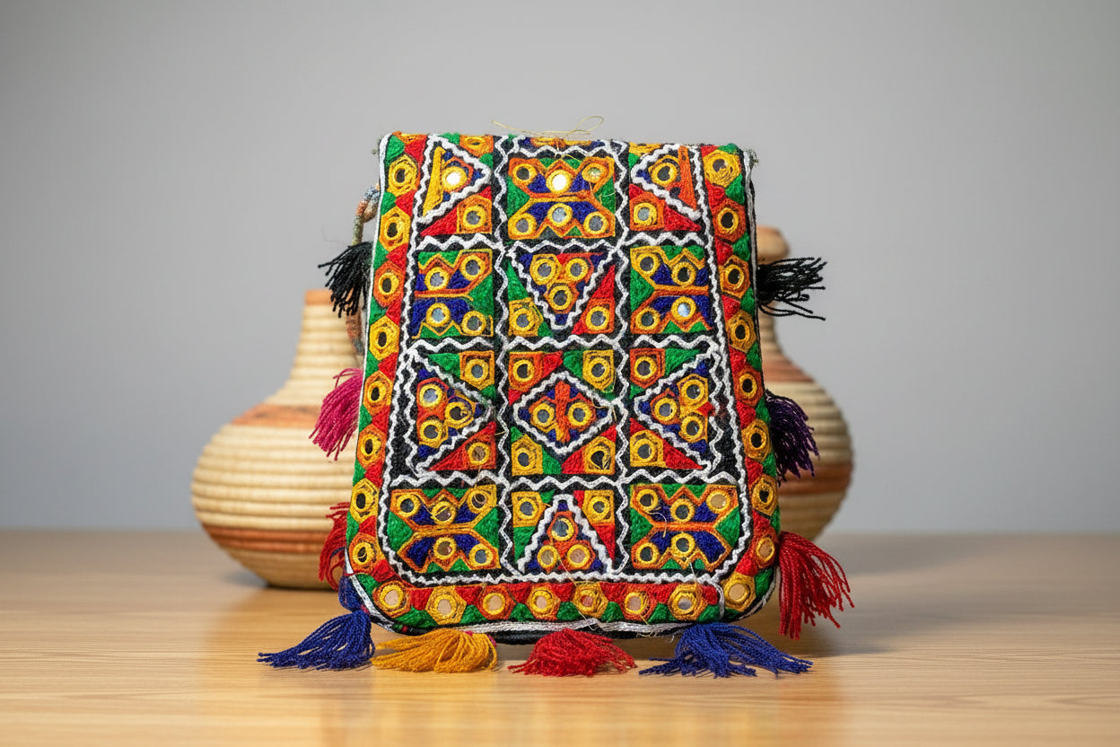 Bohemian thread work coin pouch