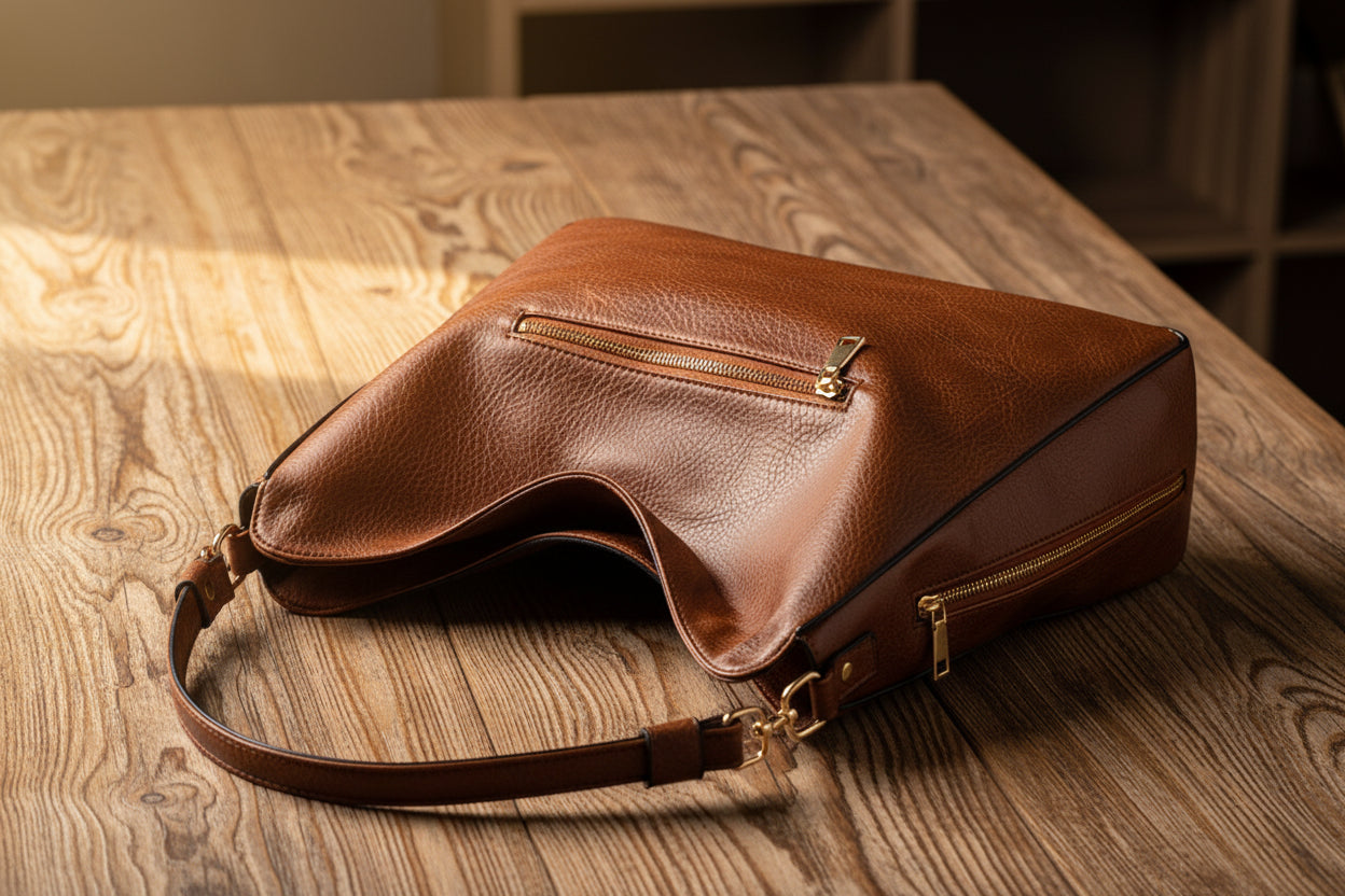 Vegan Leather Hobo Bag for Women – Large Brown Shoulder Purse