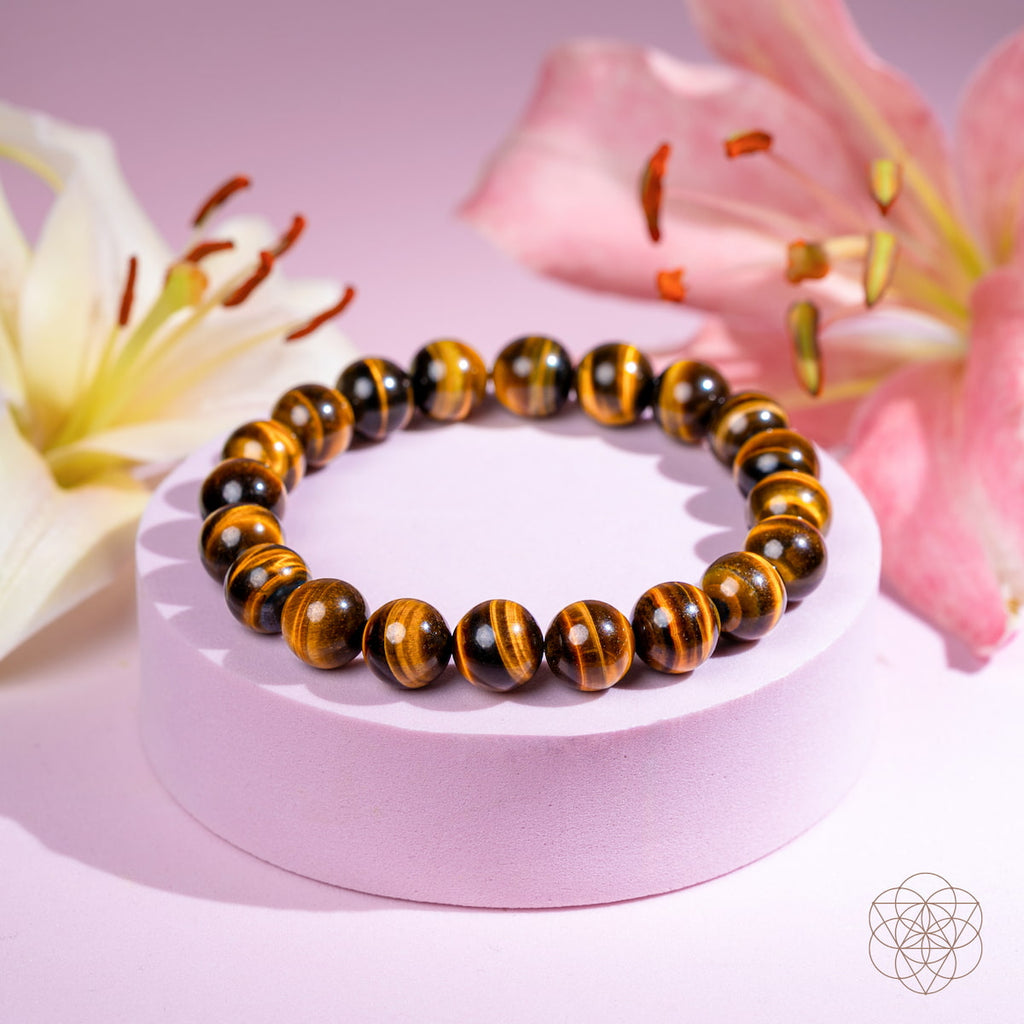 7A Grade Tiger's Eye Beaded Bracelet | Natural Golden Brown Crystal