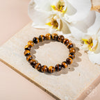 7A Grade Tiger's Eye Beaded Bracelet | Natural Golden Brown Crystal