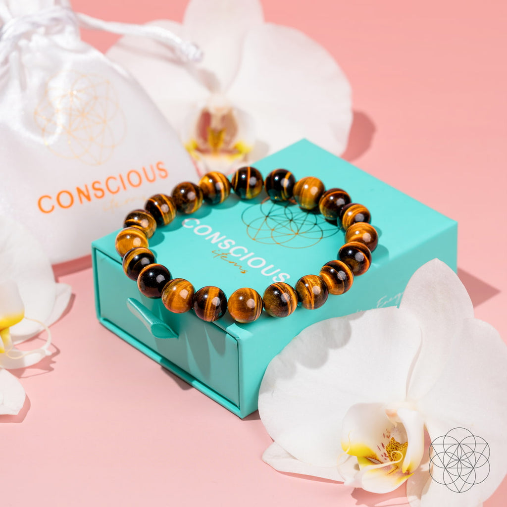 7A Grade Tiger's Eye Beaded Bracelet | Natural Golden Brown Crystal