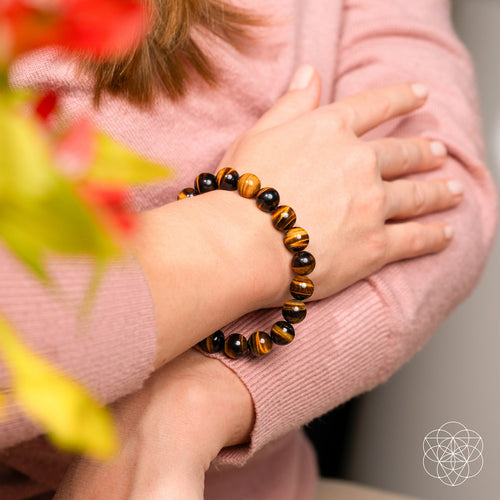 7A Grade Tiger's Eye Beaded Bracelet | Natural Golden Brown Crystal