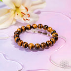 7A Grade Tiger's Eye Beaded Bracelet | Natural Golden Brown Crystal