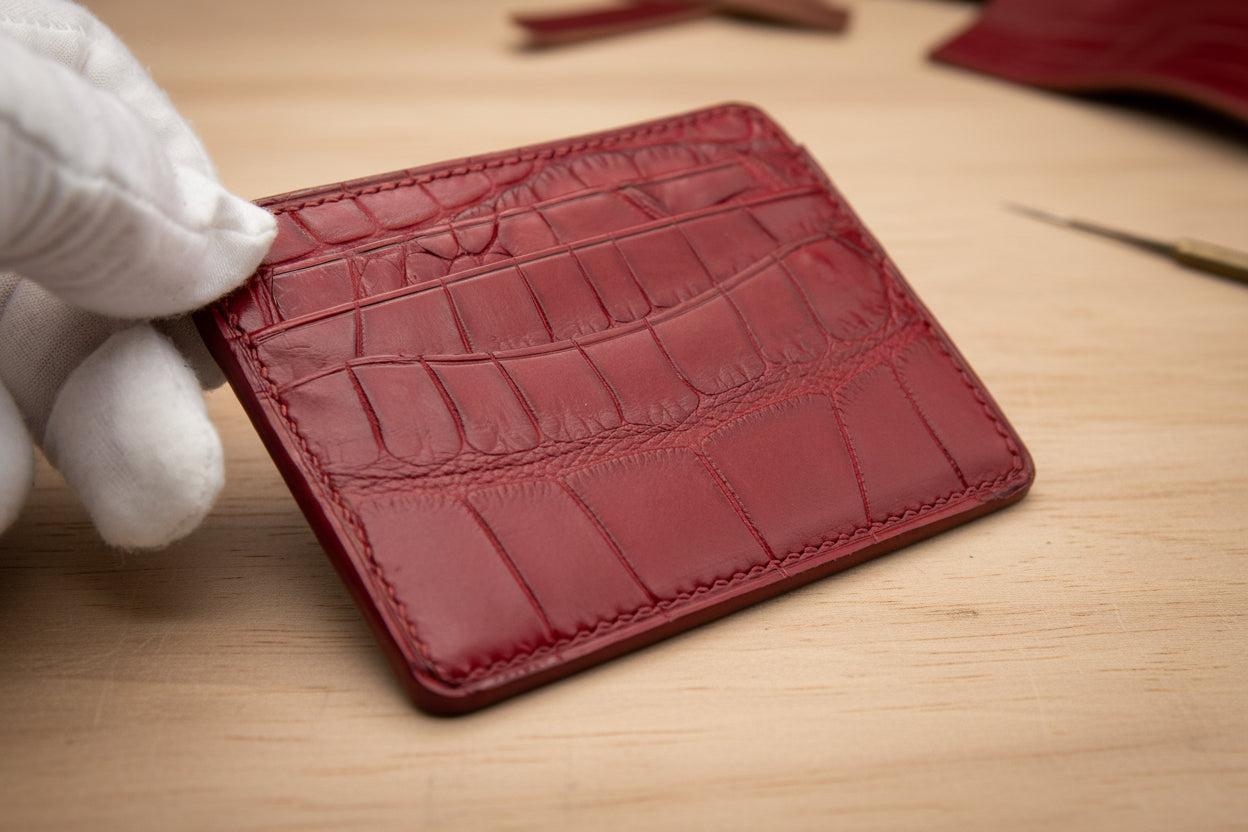 Red crocodile skin wallet 