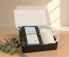 Moonstruck dark chocolate almond bar with tea packaging on a wooden surface.
