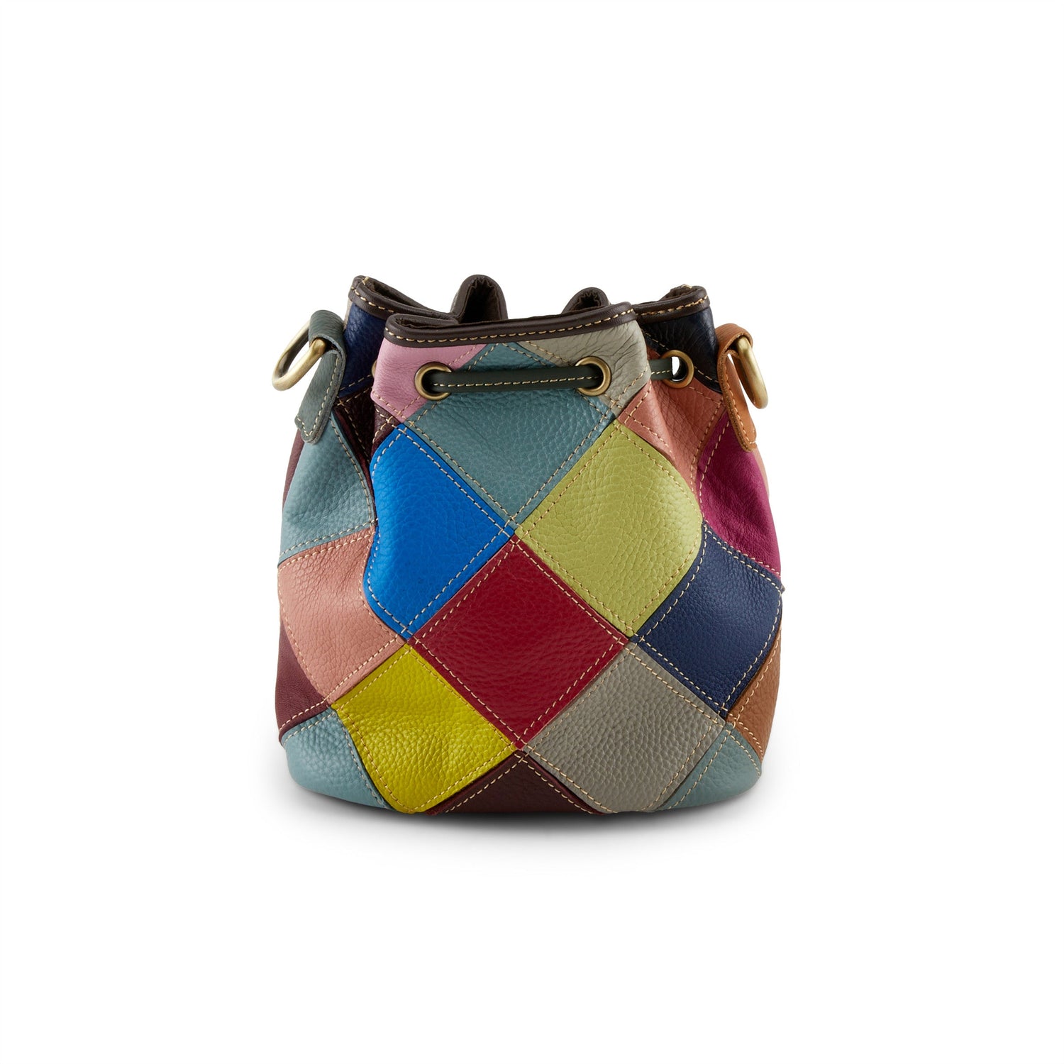 Rainbow Drawstring Leather Handbag – Butterfly Pebbled Leather Crossbody Bag
