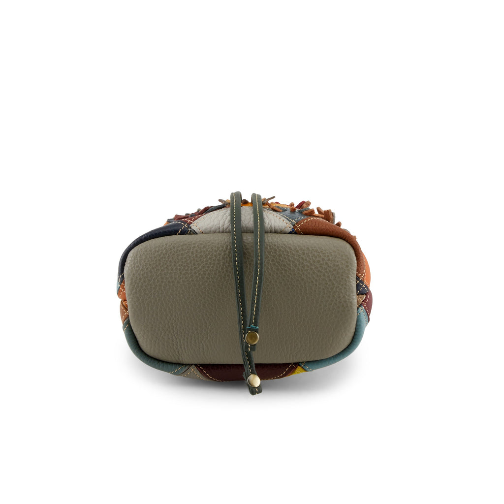 Rainbow Drawstring Leather Handbag – Butterfly Pebbled Leather Crossbody Bag