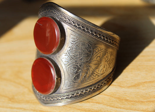 Vintage Afghan Cuff Bracelet: Bohemian Chic Handcuff Jewelry