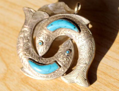 Fish Shape Vintage Pendant Necklace, Handmade And Traditional