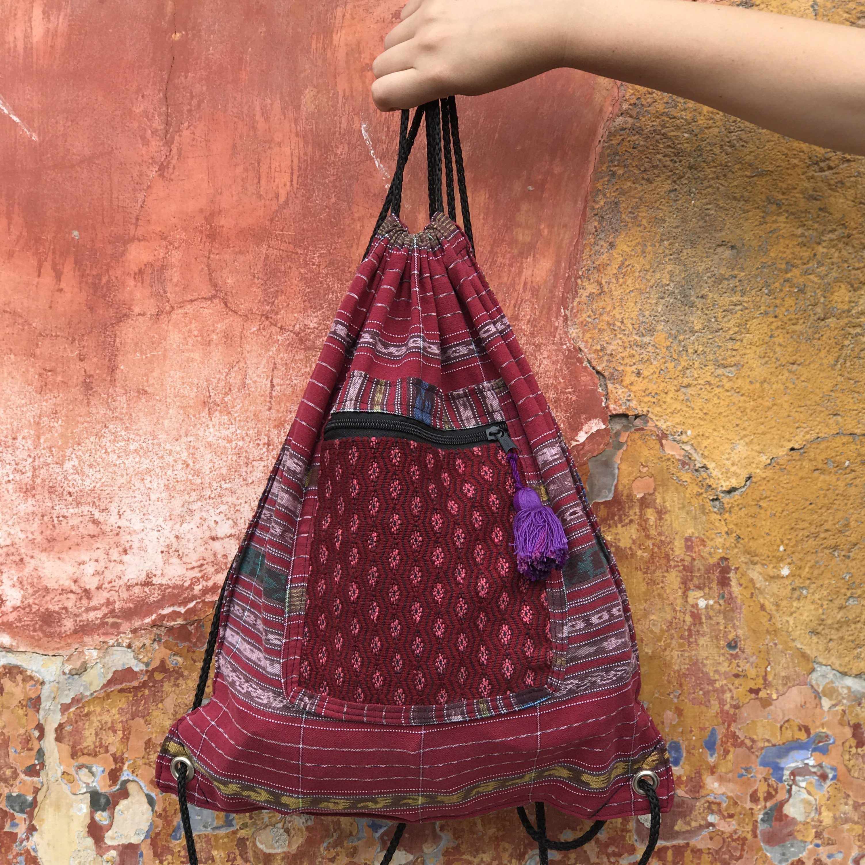 Upcycled Guatemalan Corte Backpack – Handmade Mayan Textile Bag