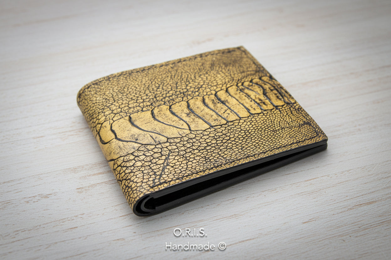 Genuine Ostrich Leather Bifold Wallet – Sand | Handcrafted Luxury