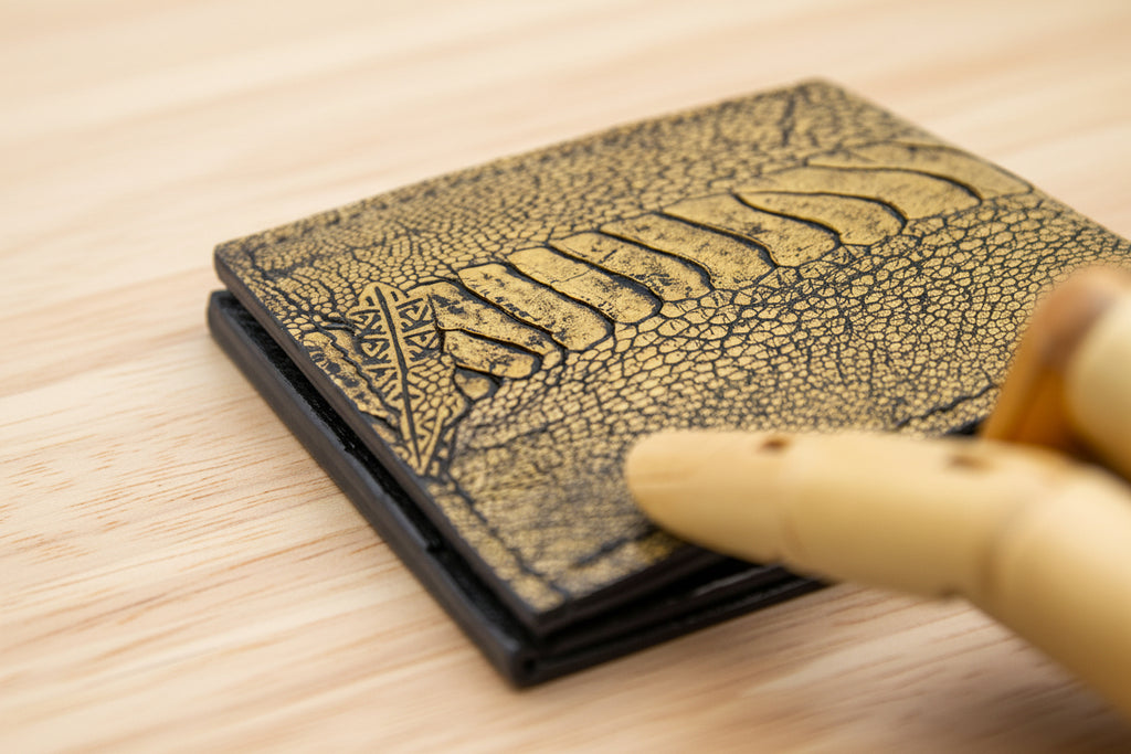 Genuine Ostrich Leather Bifold Wallet – Sand | Handcrafted Luxury